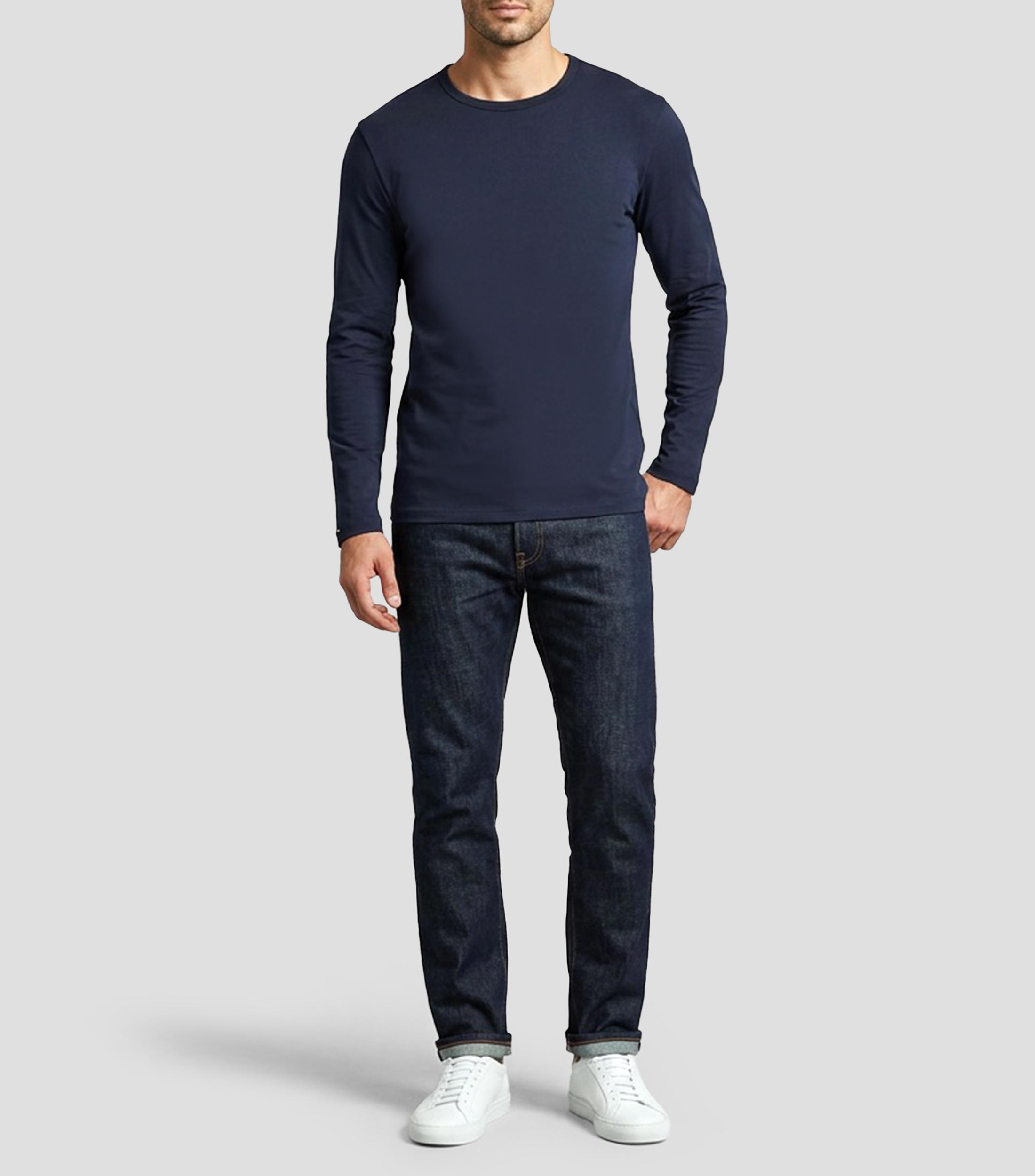 Playera cuello redondo manga larga lisa Hombre